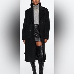 nwt mango oversized wool coat black